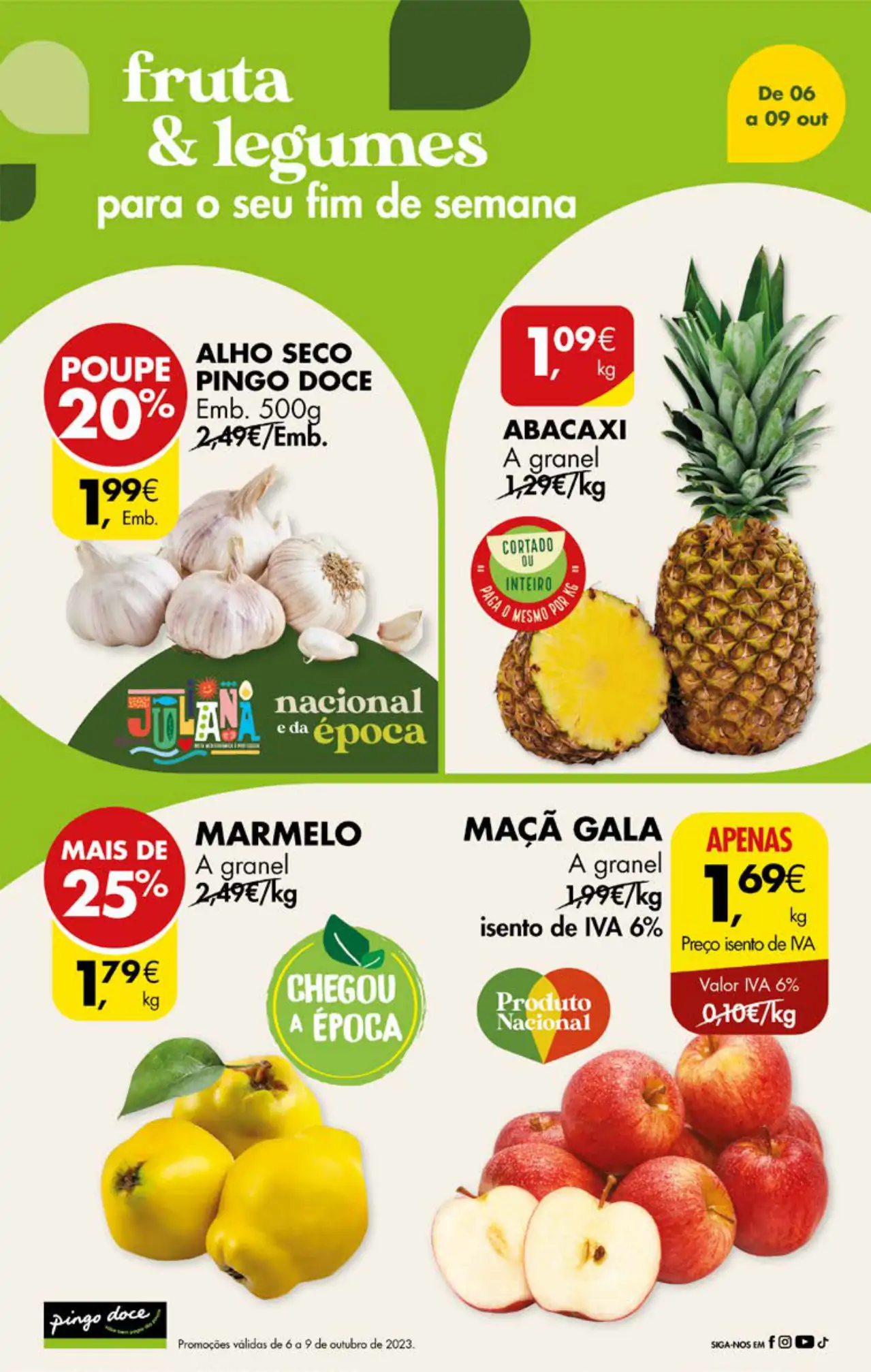 Antevis&atilde;o Folheto Pingo Doce fim-de-semana (6 a 9 outubro)