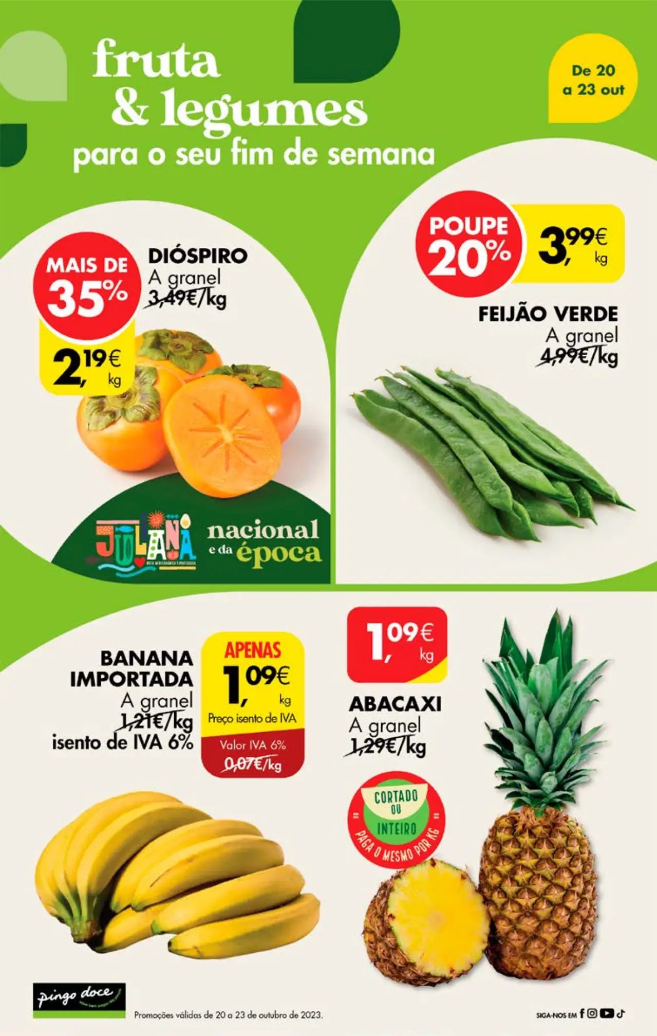Antevis&atilde;o Folheto Pingo Doce fim-de-semana (20 a 23 outubro)