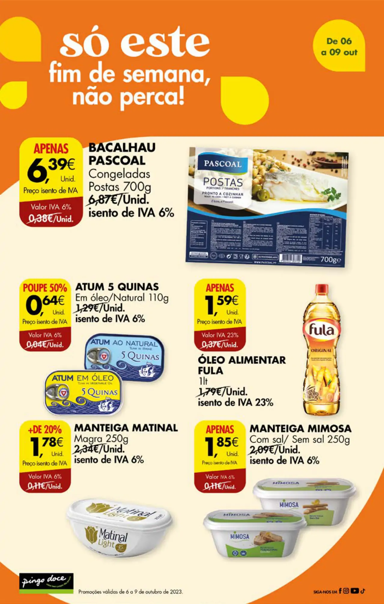 Antevis&atilde;o Folheto Pingo Doce fim-de-semana (6 a 9 outubro)