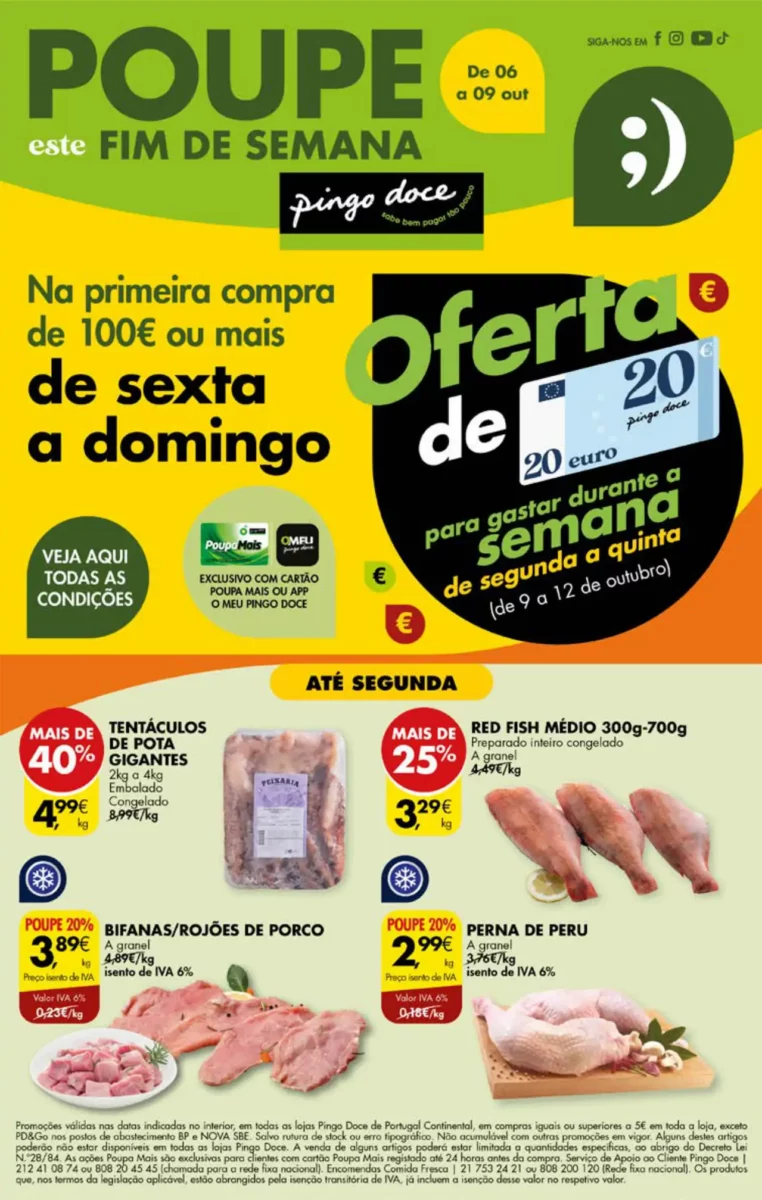 Antevis&atilde;o Folheto Pingo Doce fim-de-semana (6 a 9 outubro)