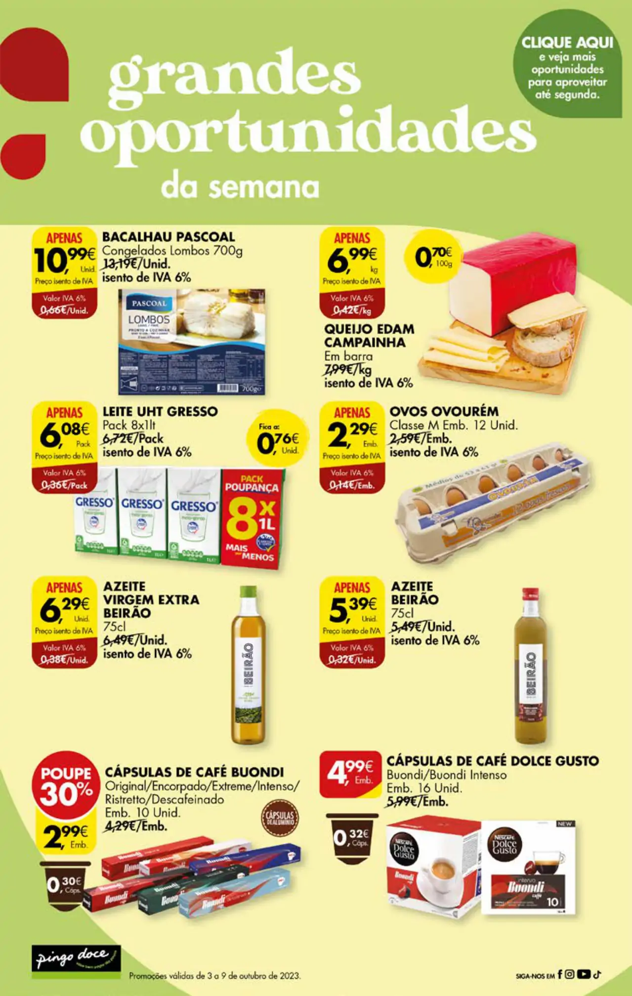 Antevis&atilde;o Folheto Pingo Doce fim-de-semana (6 a 9 outubro)