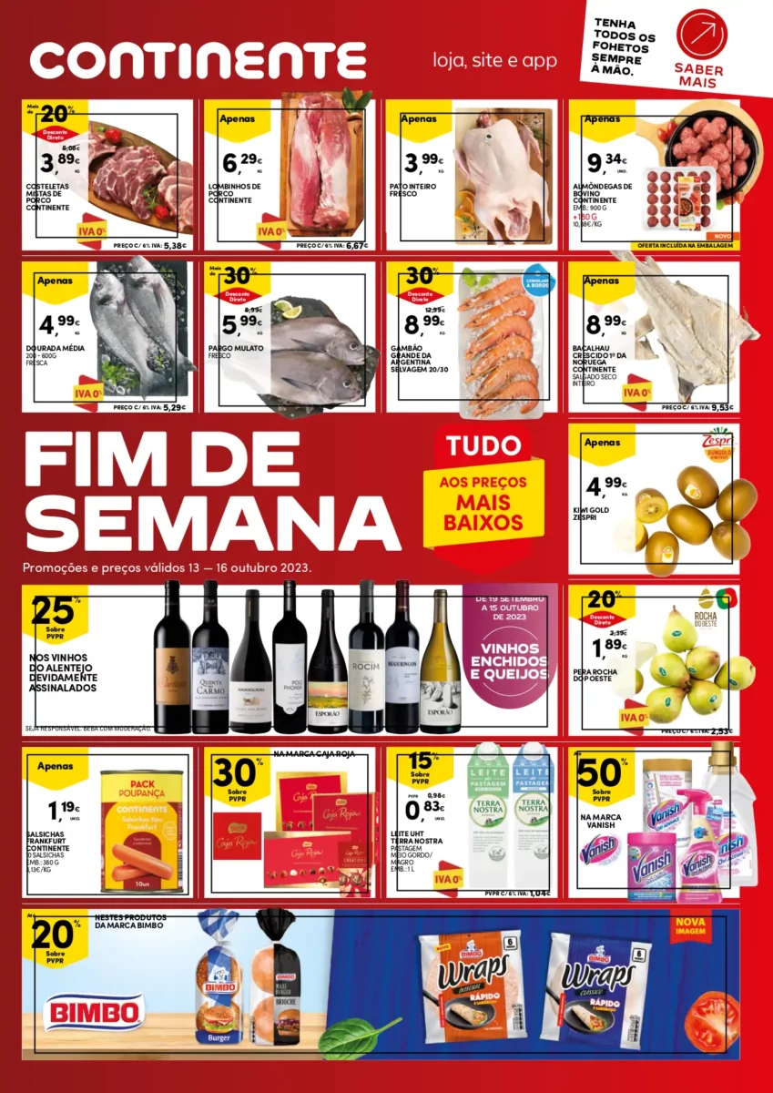 Folheto Continente fim-de-semana (13 a 16 outubro)