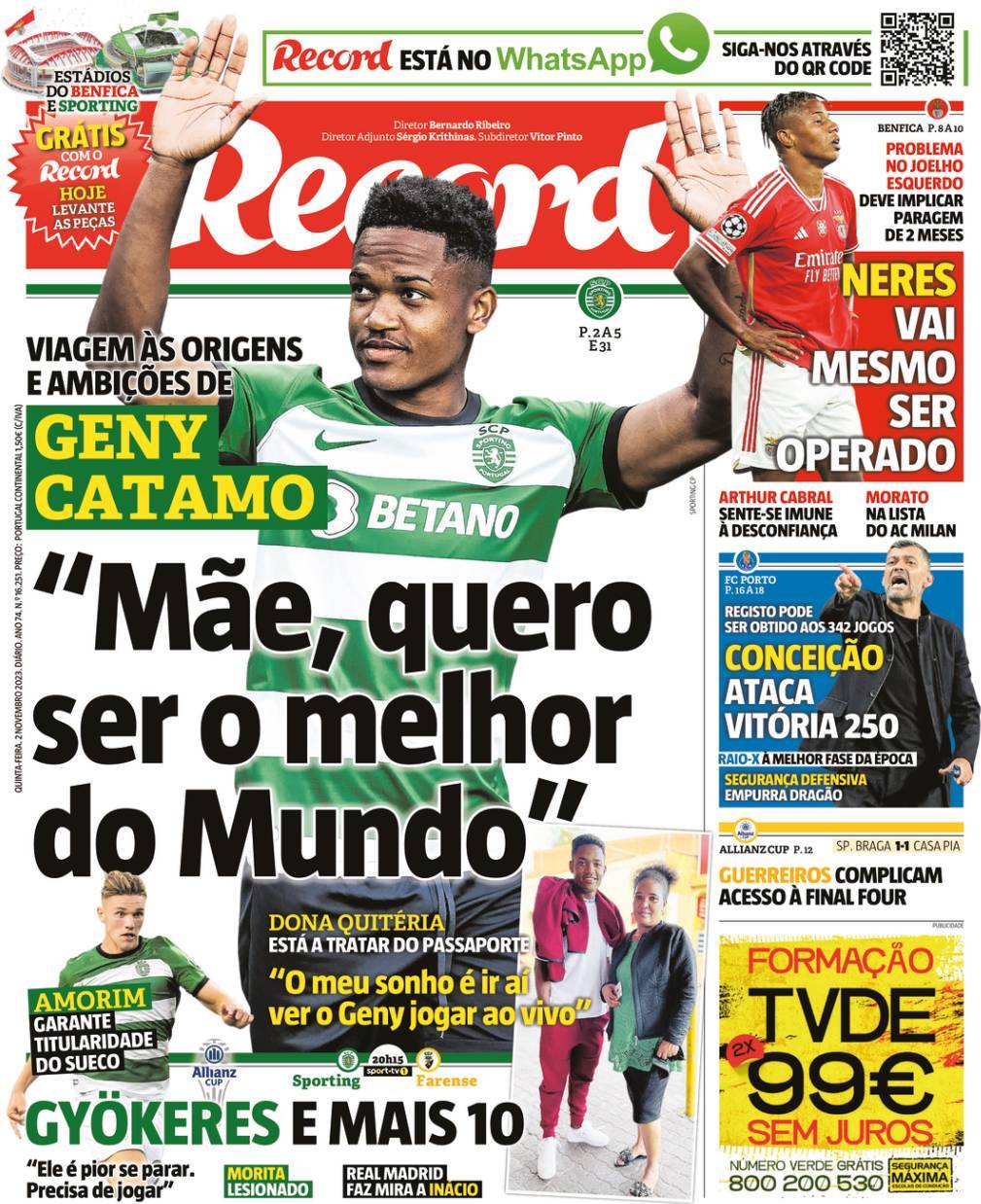 Record: Capa da Edi&ccedil;&atilde;o de quinta-feira, 02 de novembro 2023