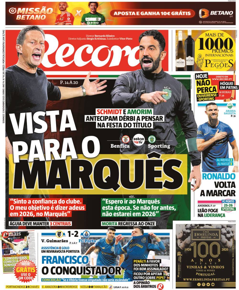 Record: Capa da Edi&ccedil;&atilde;o de domingo, 12 de novembro 2023