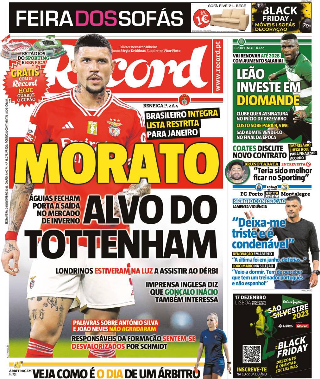 Record: Capa da Edi&ccedil;&atilde;o de sexta-feira, 24 de novembro 2023