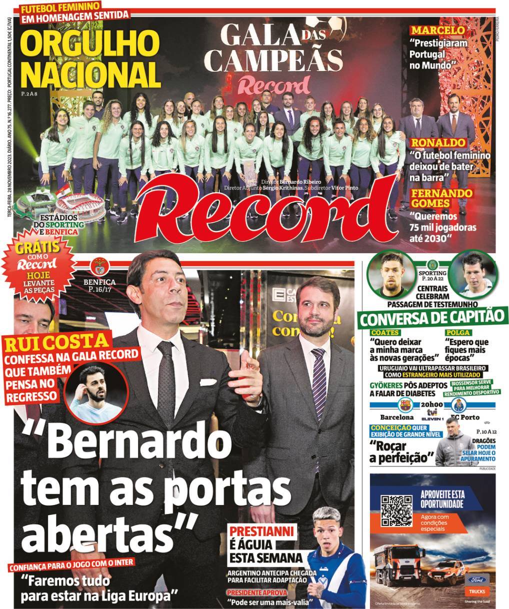 Record: Capa da Edi&ccedil;&atilde;o de ter&ccedil;a-feira, 28 de novembro 2023