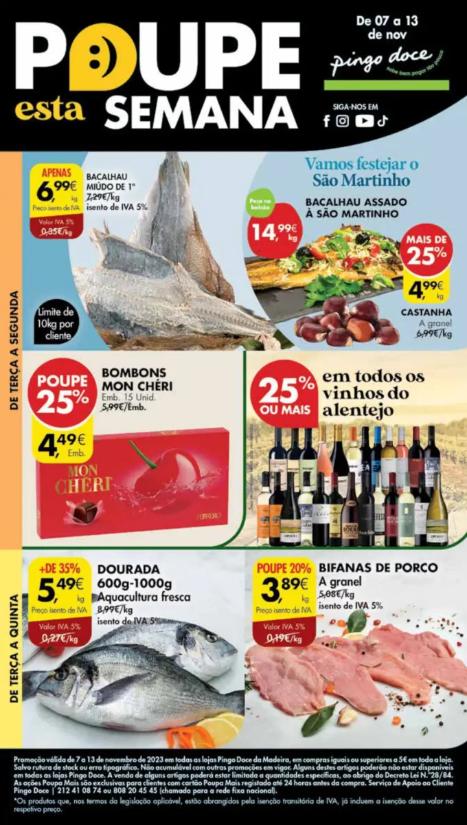 Antevis&atilde;o Folheto Pingo Doce Madeira (7 a 13 novembro)