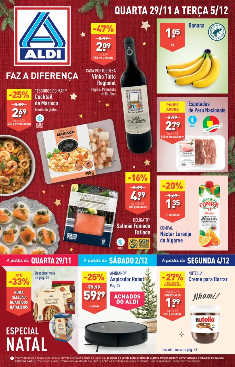 Antevis&atilde;o Folheto ALDI (29 novembro a 5 dezembro)
