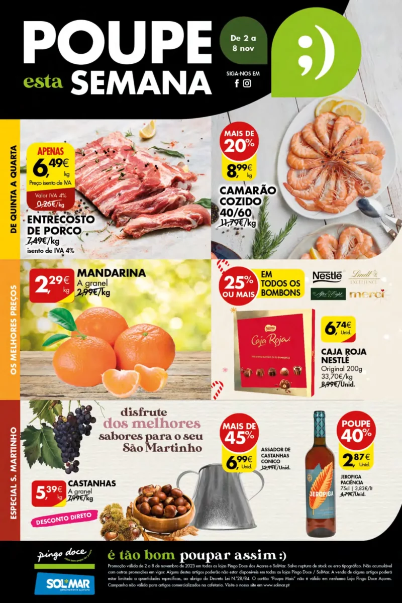 Antevis&atilde;o Folheto Pingo Doce A&ccedil;ores (2 a 8 novembro)