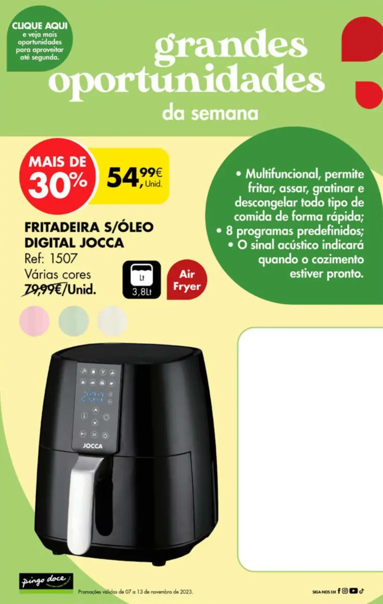Antevis&atilde;o Folheto Pingo Doce fim-de-semana (10 a 13 novembro)