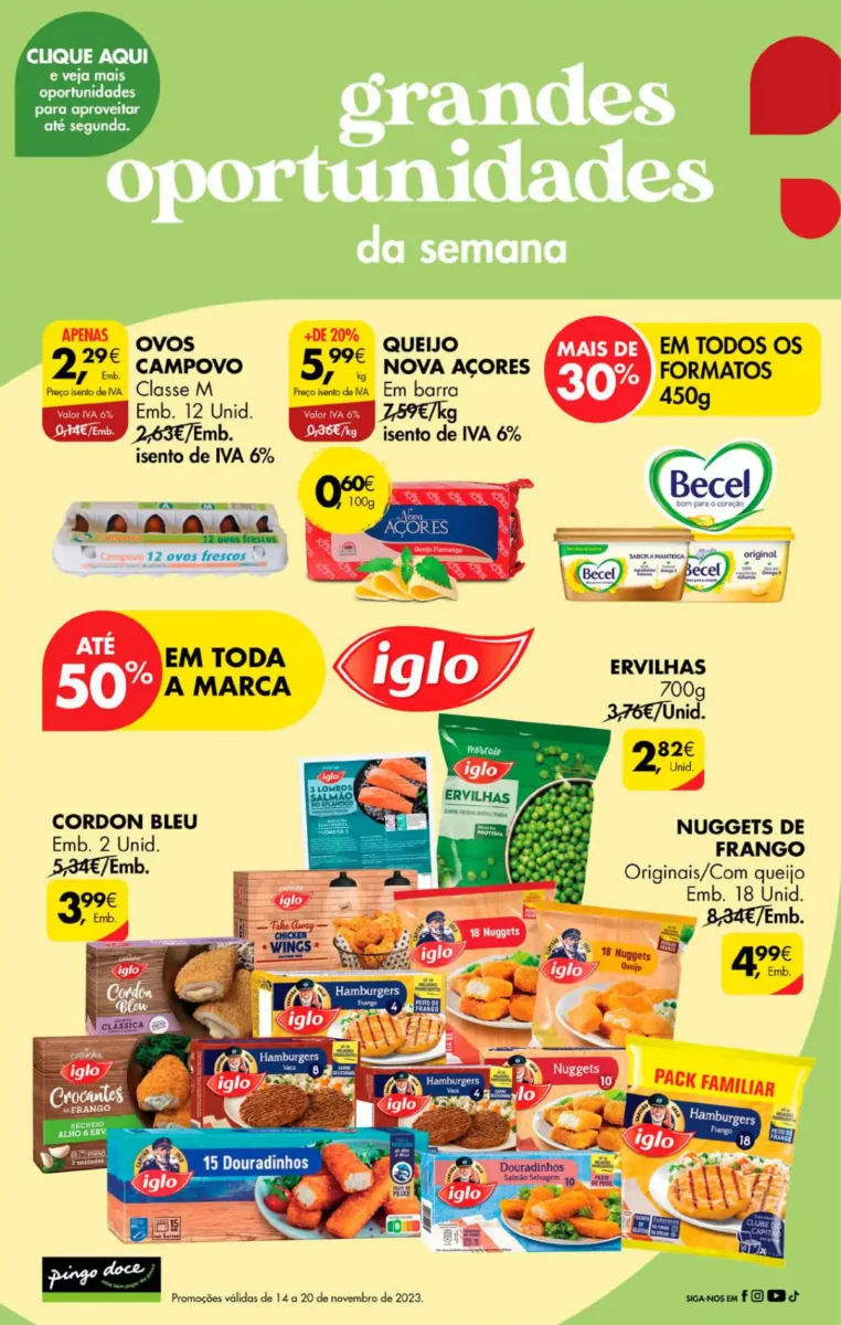 Antevis&atilde;o Folheto Pingo Doce fim-de-semana (17 a 20 novembro)