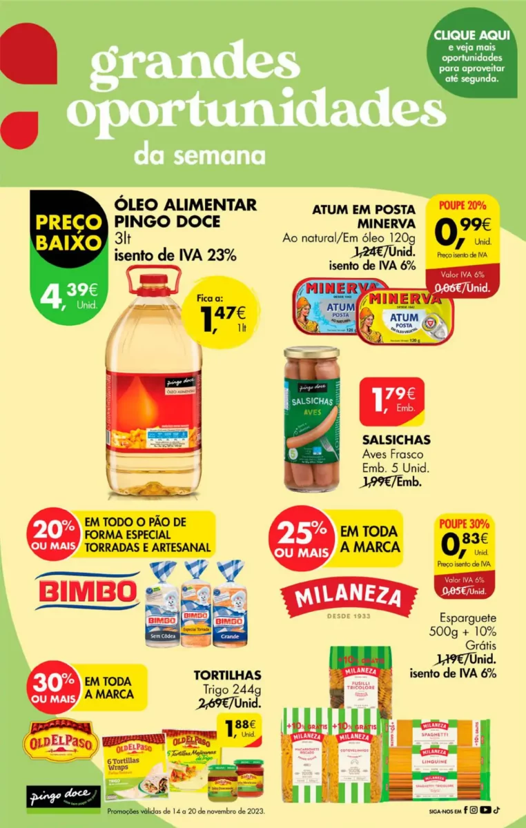 Antevis&atilde;o Folheto Pingo Doce fim-de-semana (17 a 20 novembro)