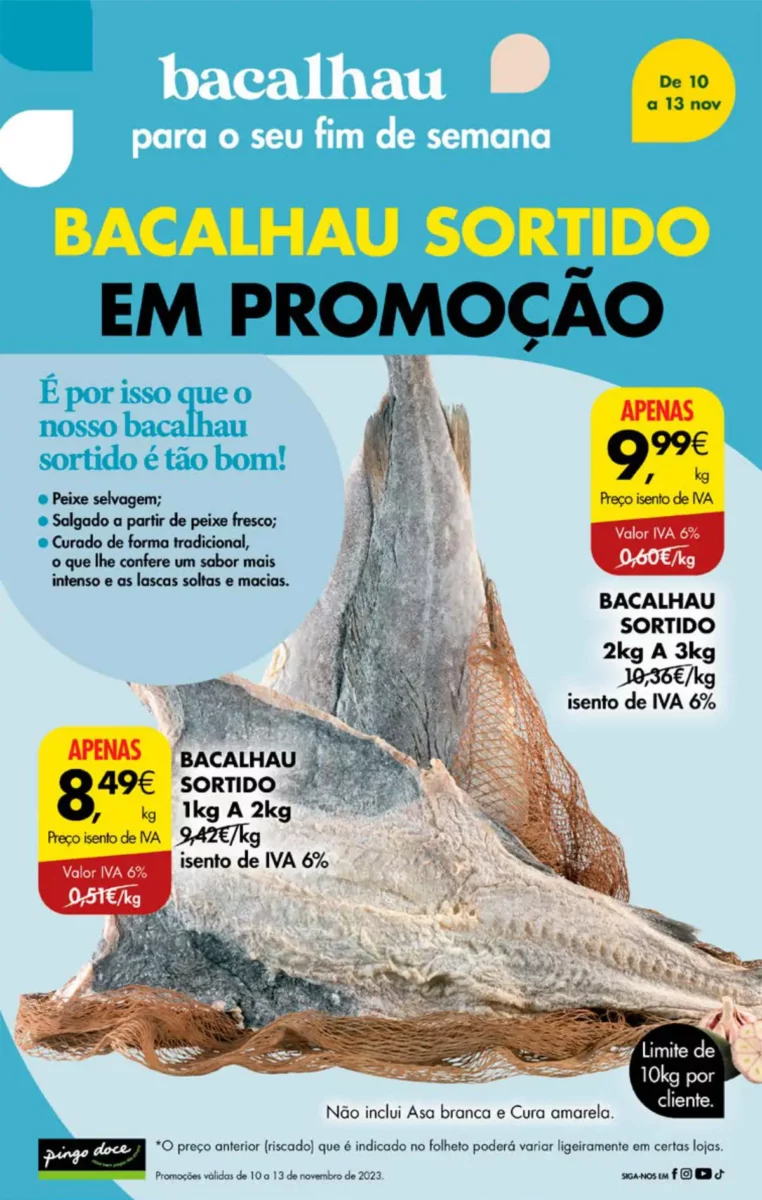 Antevis&atilde;o Folheto Pingo Doce fim-de-semana (10 a 13 novembro)