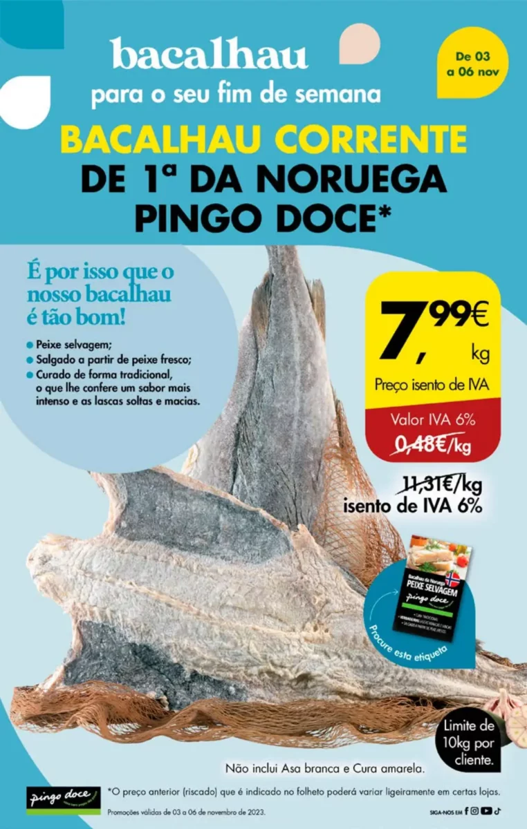 Antevis&atilde;o Folheto Pingo Doce fim-de-semana (3 a 6 novembro)