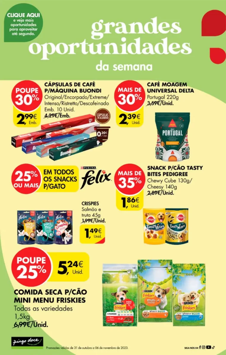 Antevis&atilde;o Folheto Pingo Doce fim-de-semana (3 a 6 novembro)