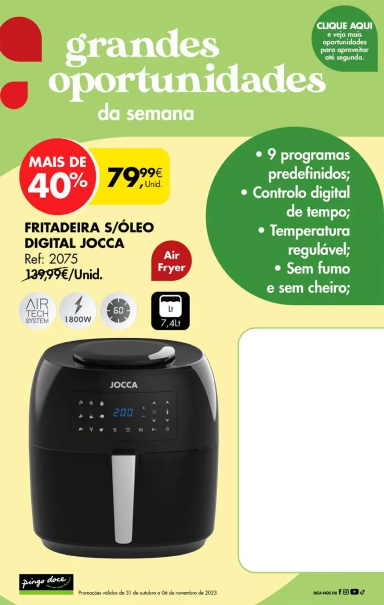 Antevis&atilde;o Folheto Pingo Doce fim-de-semana (3 a 6 novembro)