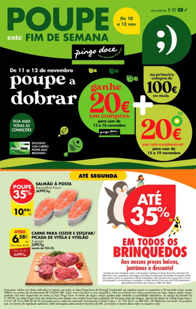 Antevis&atilde;o Folheto Pingo Doce fim-de-semana (10 a 13 novembro)