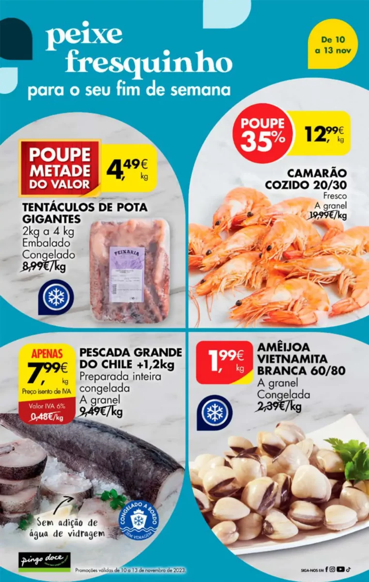 Antevis&atilde;o Folheto Pingo Doce fim-de-semana (10 a 13 novembro)