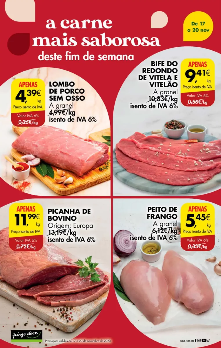 Antevis&atilde;o Folheto Pingo Doce fim-de-semana (17 a 20 novembro)