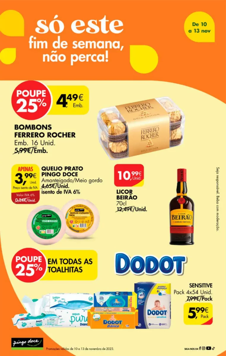 Antevis&atilde;o Folheto Pingo Doce fim-de-semana (10 a 13 novembro)