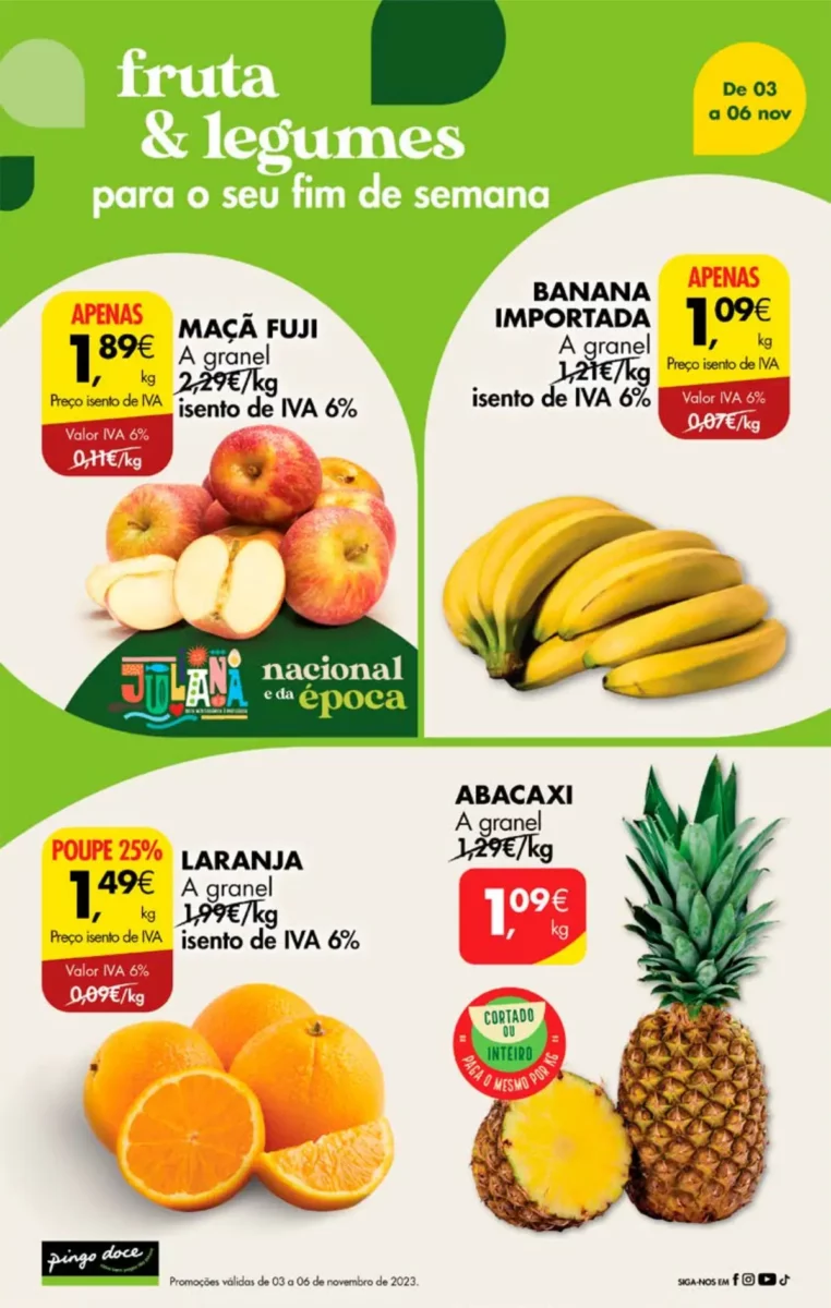 Antevis&atilde;o Folheto Pingo Doce fim-de-semana (3 a 6 novembro)