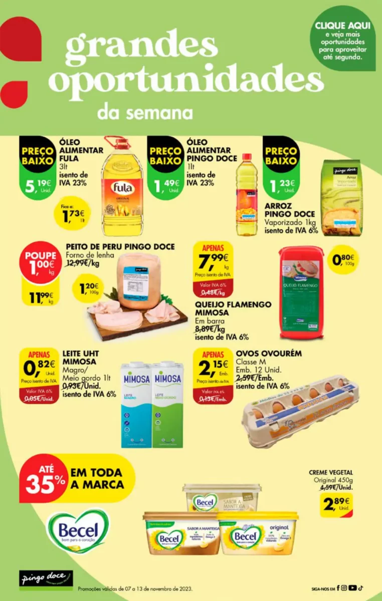 Antevis&atilde;o Folheto Pingo Doce fim-de-semana (10 a 13 novembro)