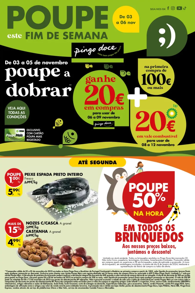Antevis&atilde;o Folheto Pingo Doce-Madeira fim-de-semana (3 a 6 novembro)