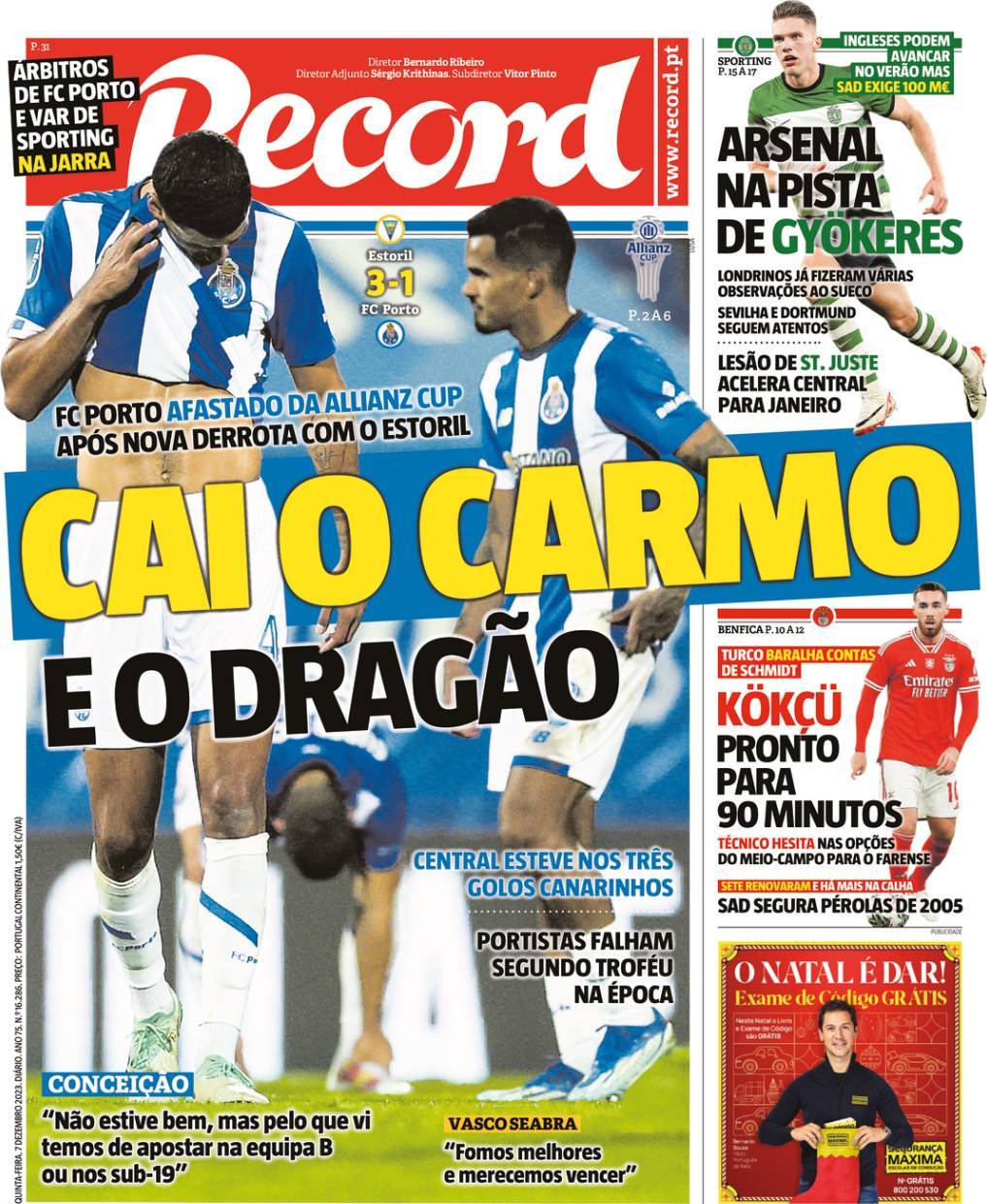 Record: Capa da Edi&ccedil;&atilde;o de quinta-feira, 07 de dezembro 2023