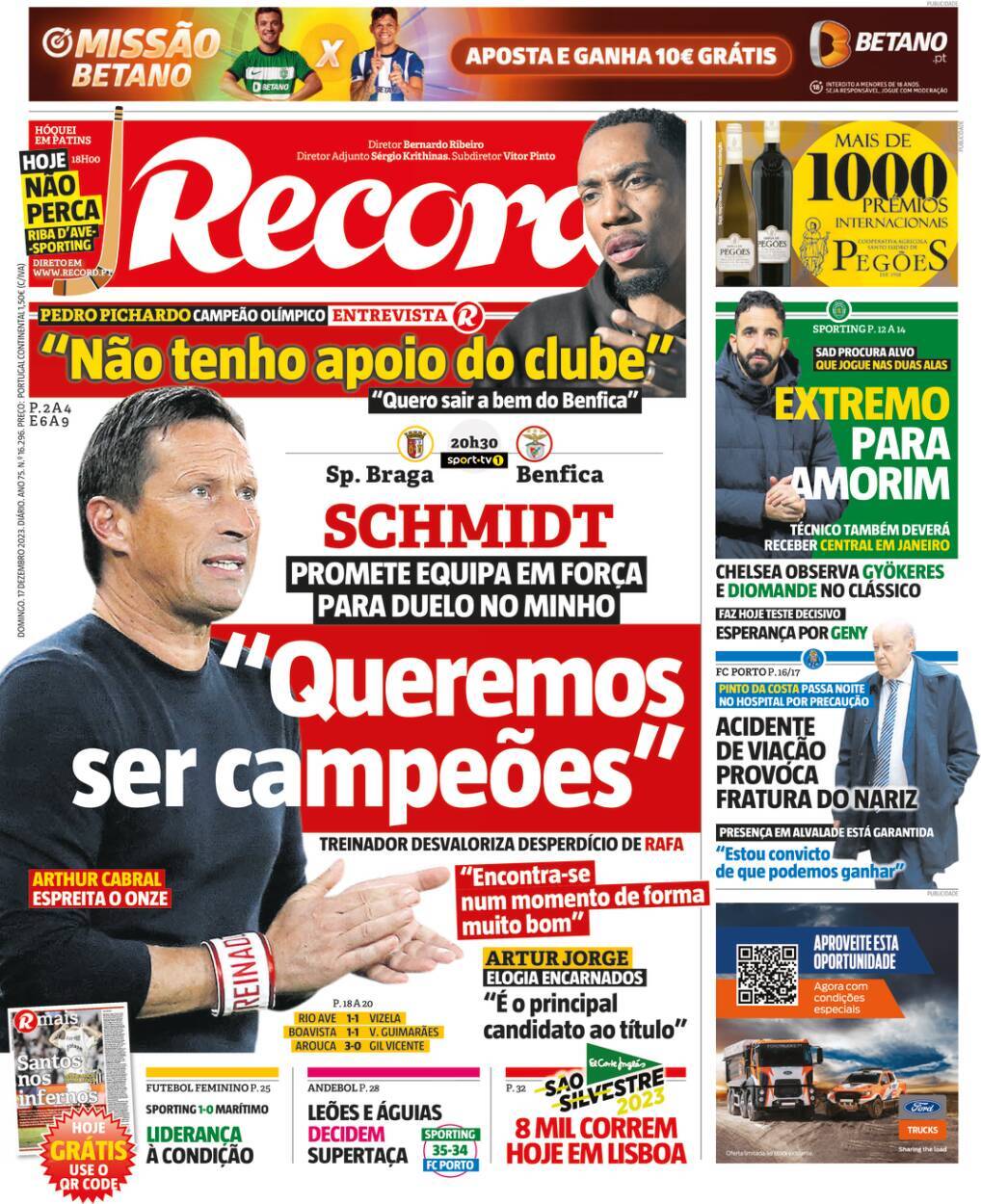 Record: Capa da Edi&ccedil;&atilde;o de domingo, 17 de dezembro 2023
