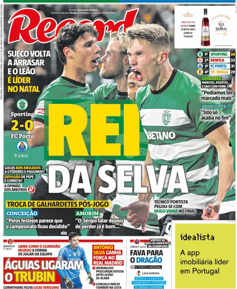 Record: Capa da Edi&ccedil;&atilde;o de ter&ccedil;a-feira, 19 de dezembro 2023