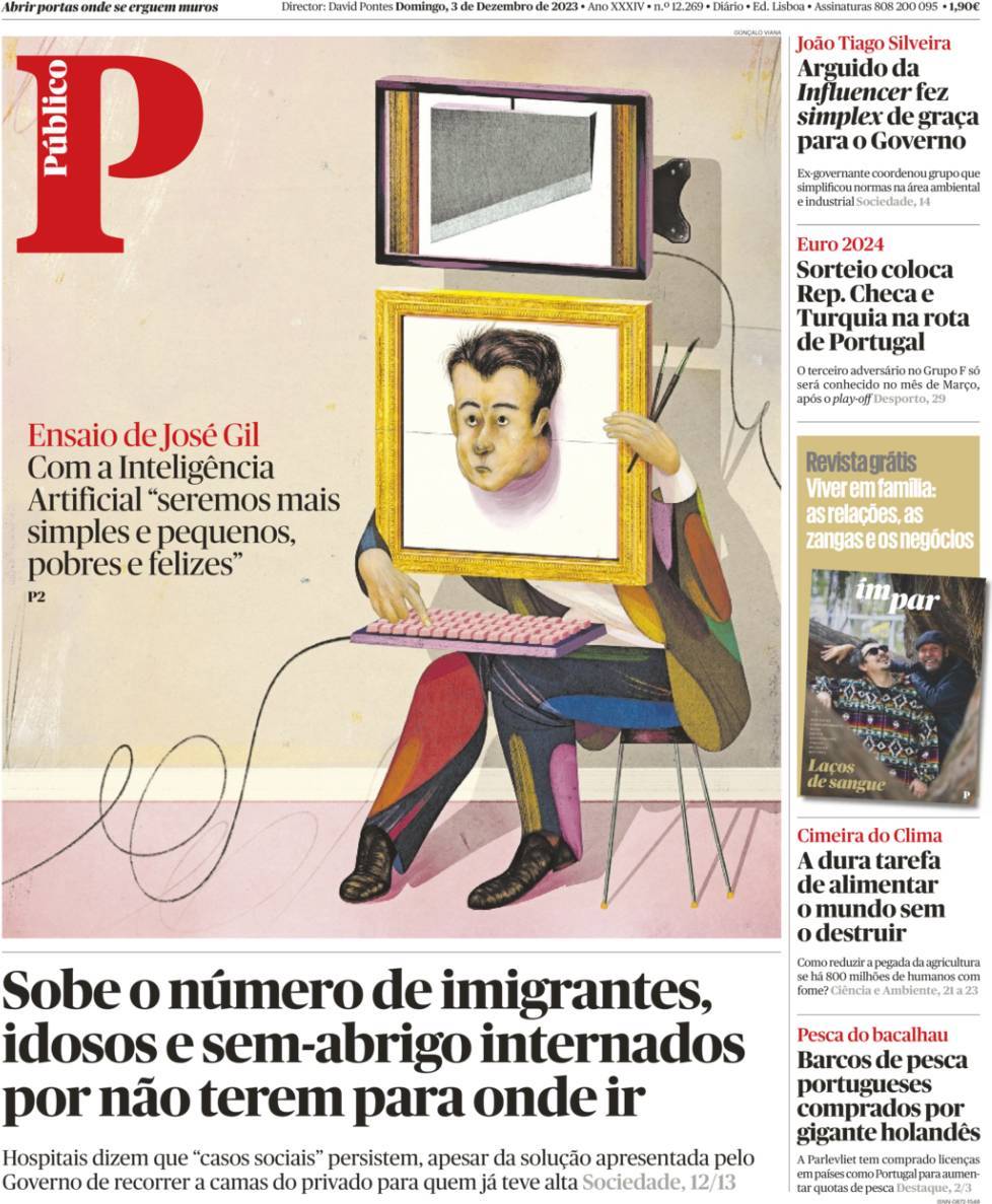 P&uacute;blico: Capa da Edi&ccedil;&atilde;o de domingo, 03 de dezembro 2023