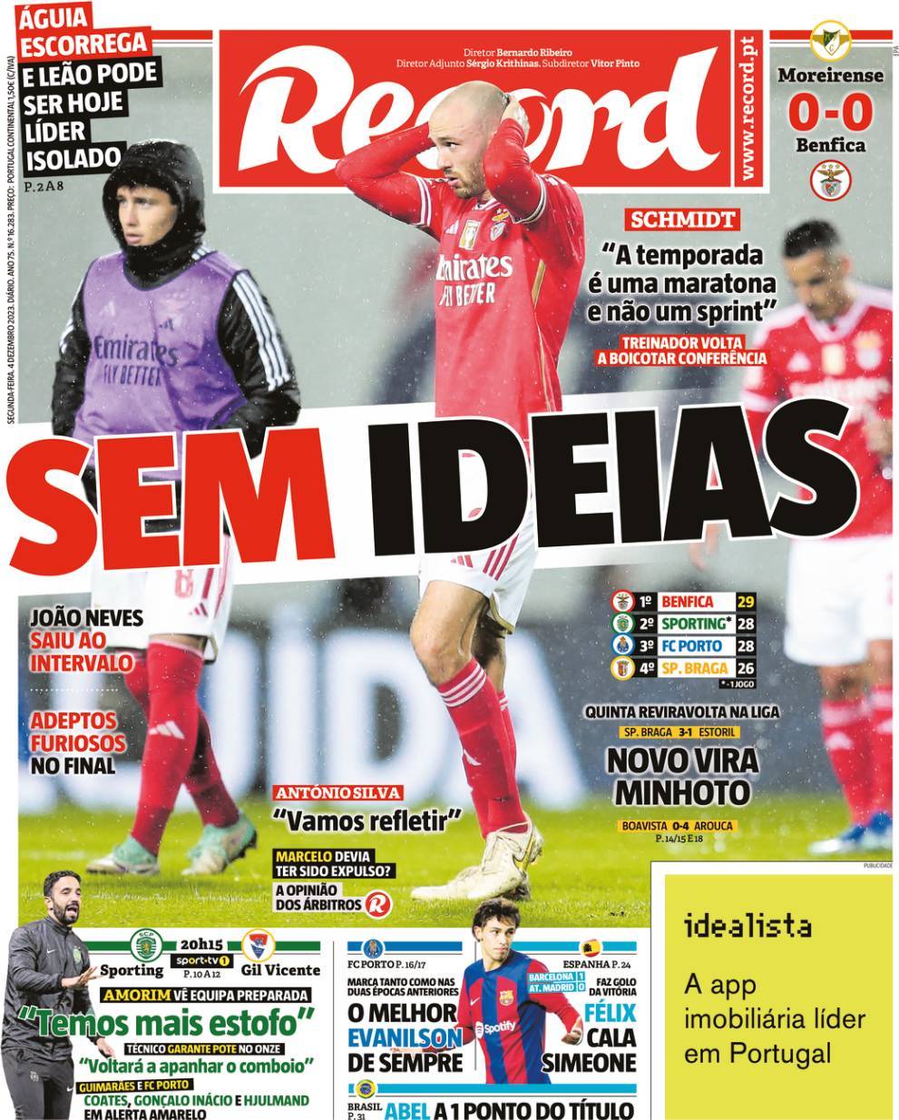 Record: Capa da Edi&ccedil;&atilde;o de segunda-feira, 04 de dezembro 2023