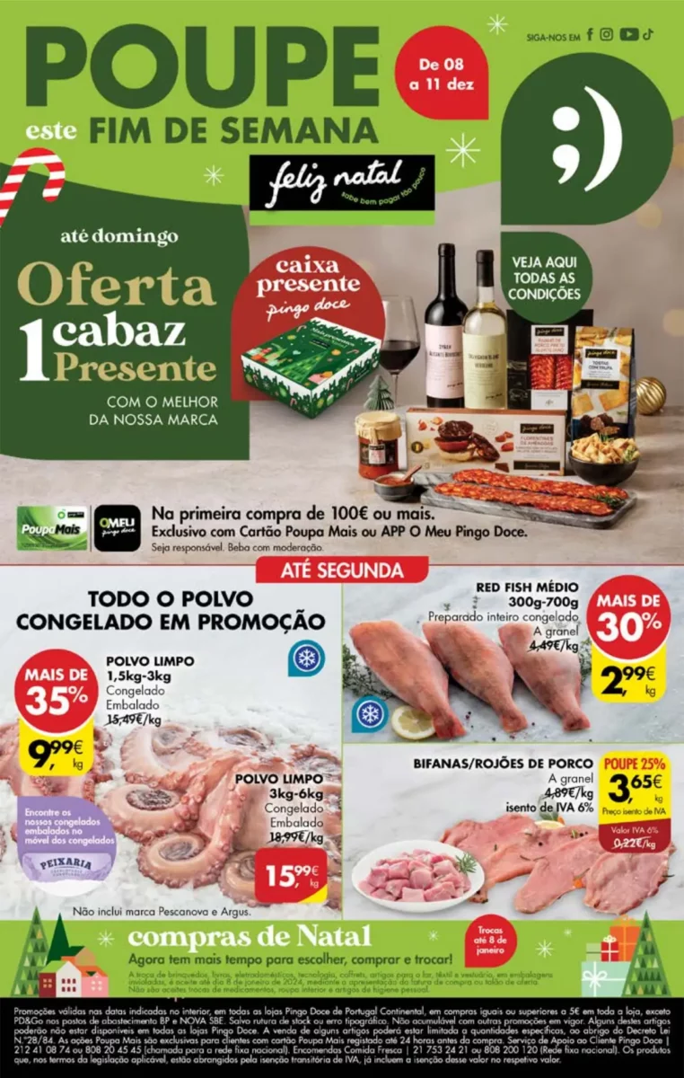 Antevis&atilde;o Folheto Pingo Doce fim-de-semana (8 a 11 dezembro)