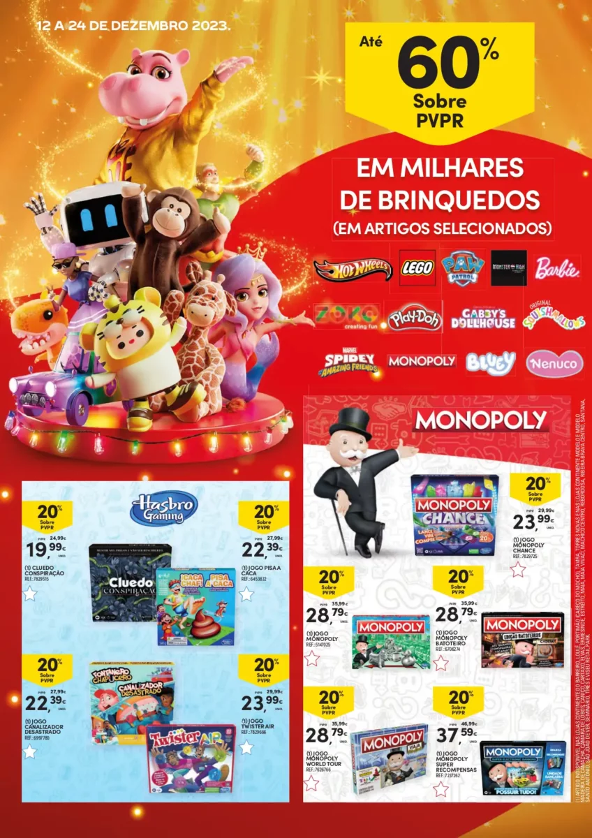 Folheto Continente at&eacute; 60% sobre o PVPR em brinquedos de Natal