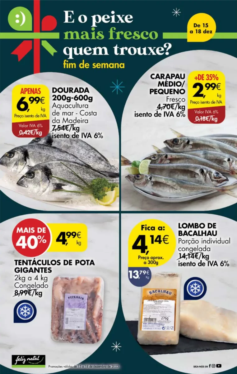 Antevis&atilde;o Folheto Pingo Doce fim-de-semana (15 a 18 dezembro)