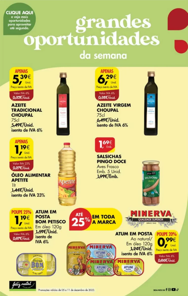 Antevis&atilde;o Folheto Pingo Doce fim-de-semana (8 a 11 dezembro)