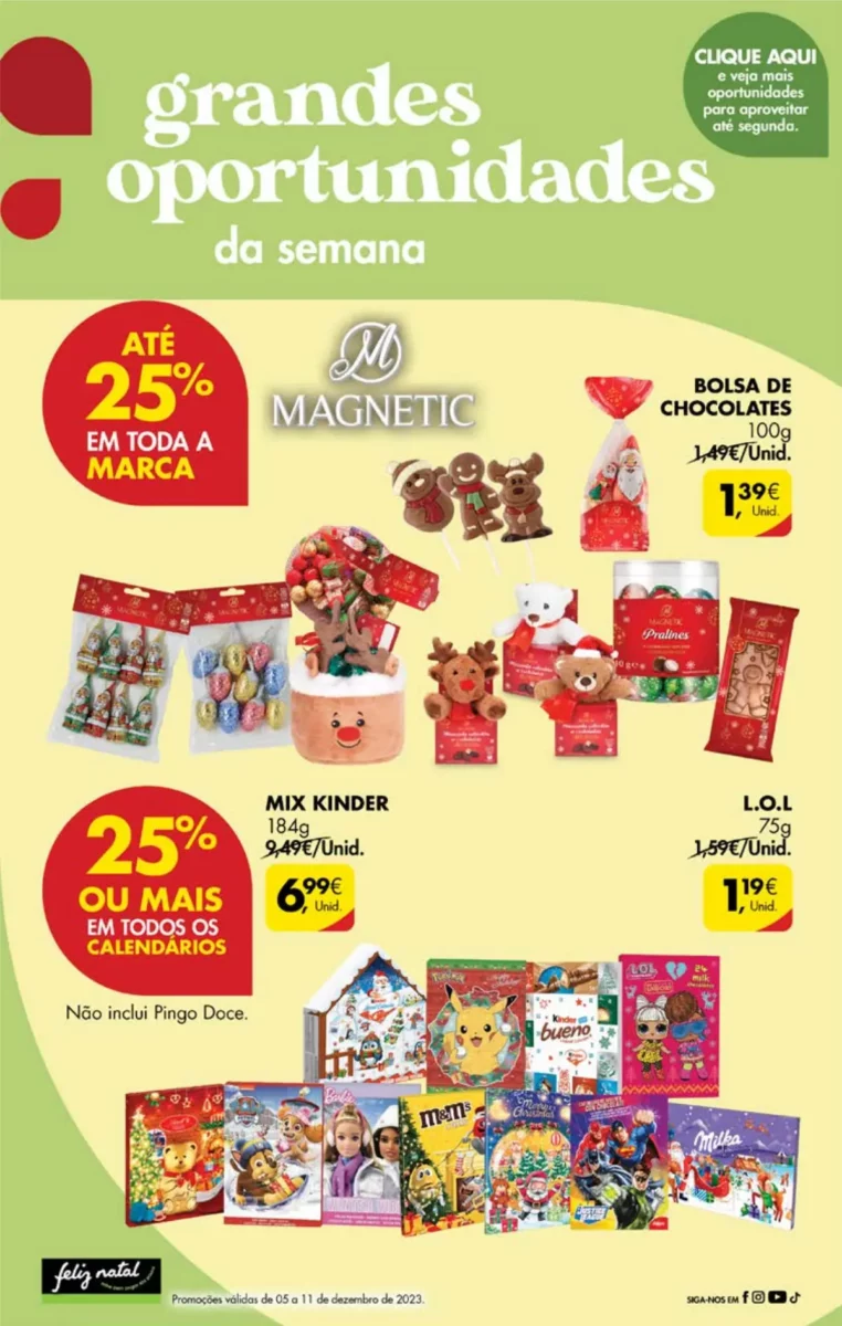 Antevis&atilde;o Folheto Pingo Doce fim-de-semana (8 a 11 dezembro)