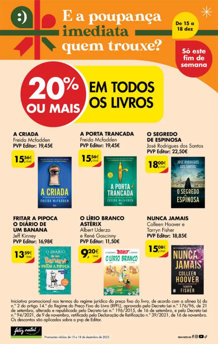 Antevis&atilde;o Folheto Pingo Doce fim-de-semana (15 a 18 dezembro)