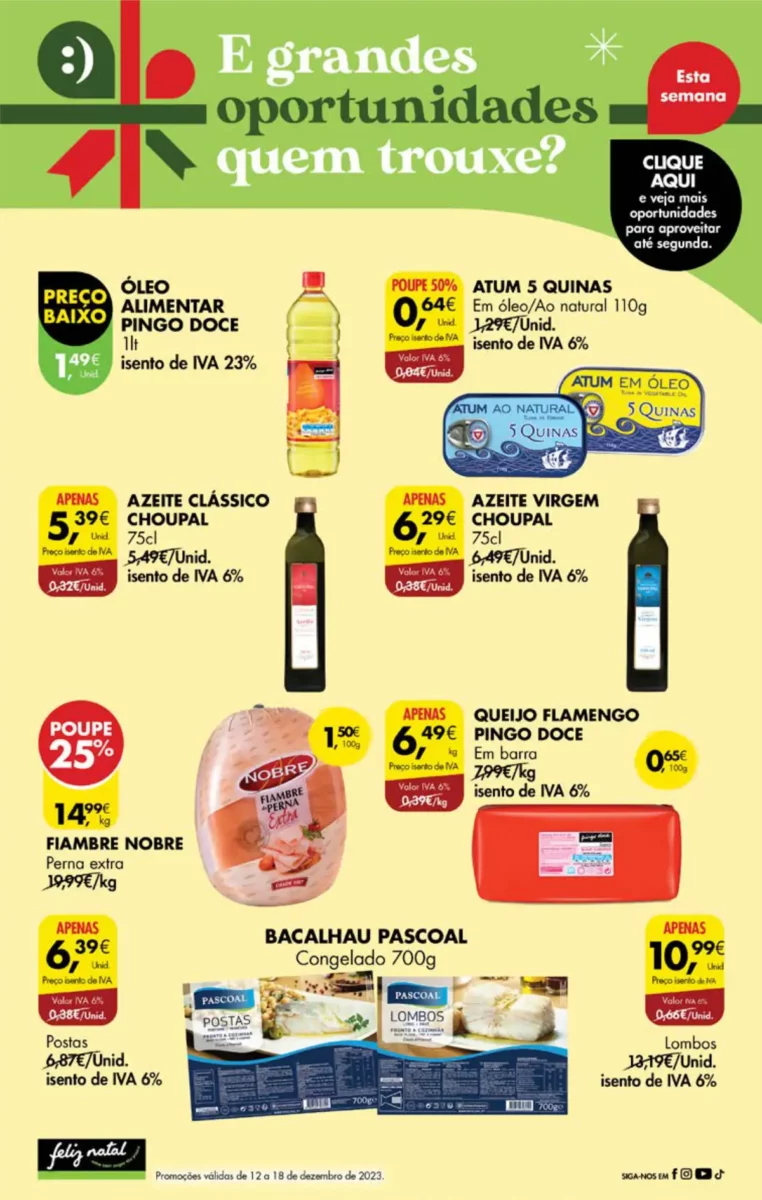 Antevis&atilde;o Folheto Pingo Doce fim-de-semana (15 a 18 dezembro)