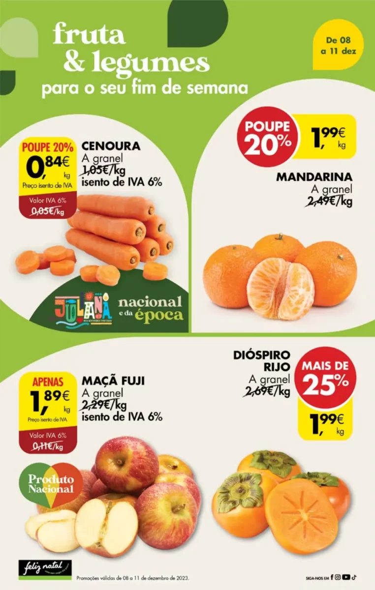 Antevis&atilde;o Folheto Pingo Doce fim-de-semana (8 a 11 dezembro)
