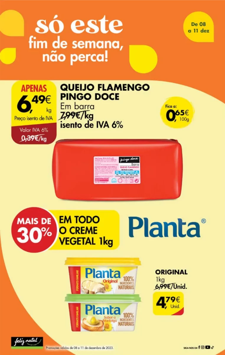 Antevis&atilde;o Folheto Pingo Doce fim-de-semana (8 a 11 dezembro)