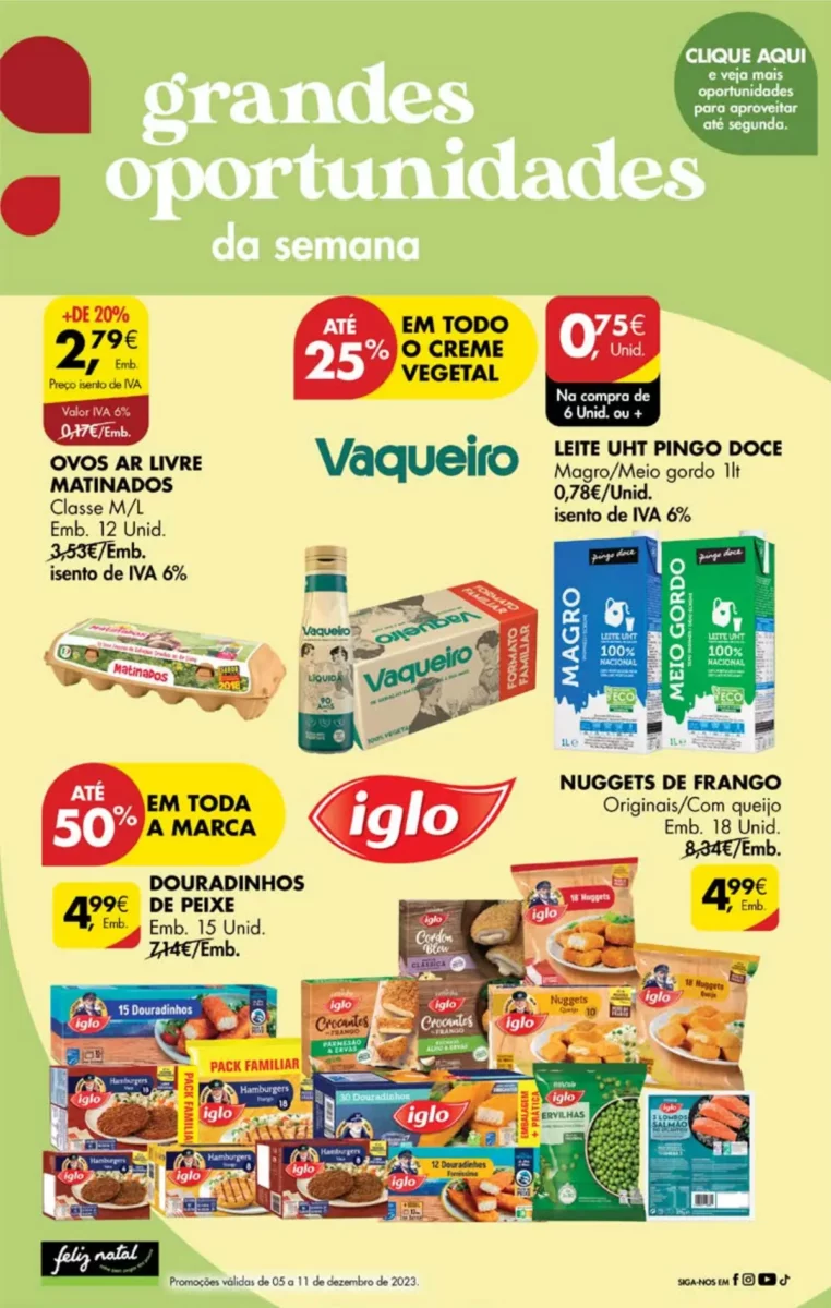 Antevis&atilde;o Folheto Pingo Doce fim-de-semana (8 a 11 dezembro)