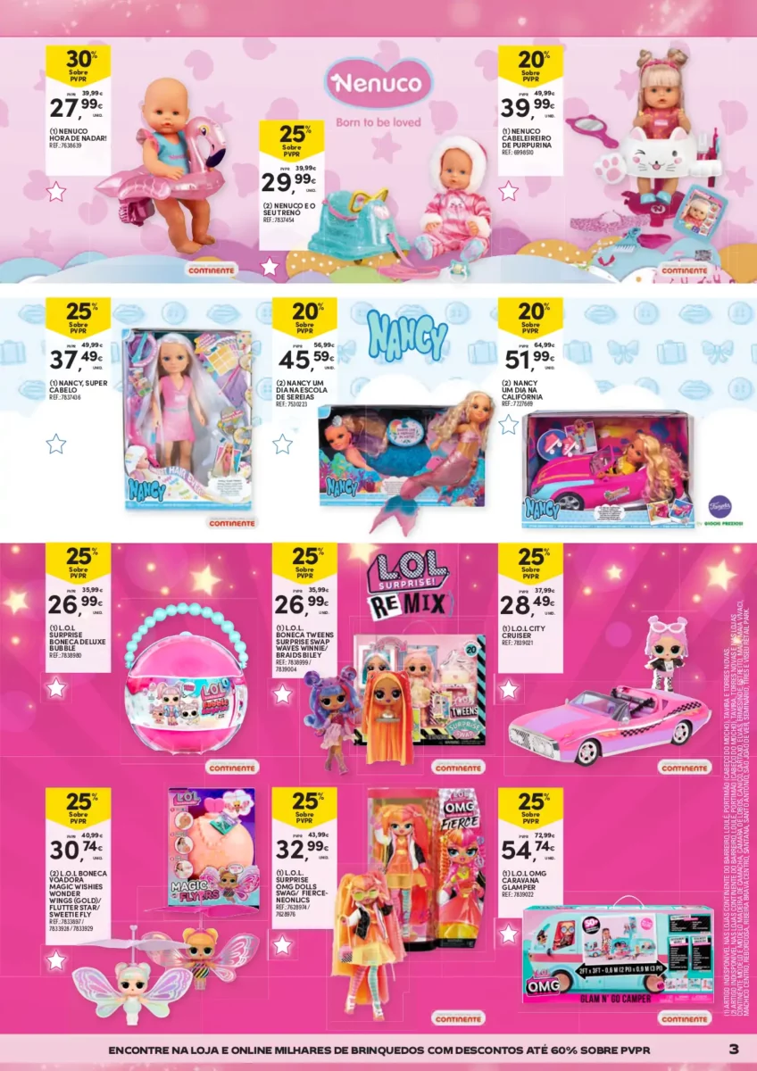 Folheto Continente at&eacute; 60% sobre o PVPR em brinquedos de Natal