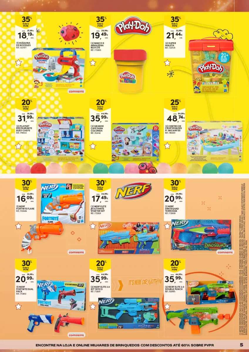 Folheto Continente at&eacute; 60% sobre o PVPR em brinquedos de Natal