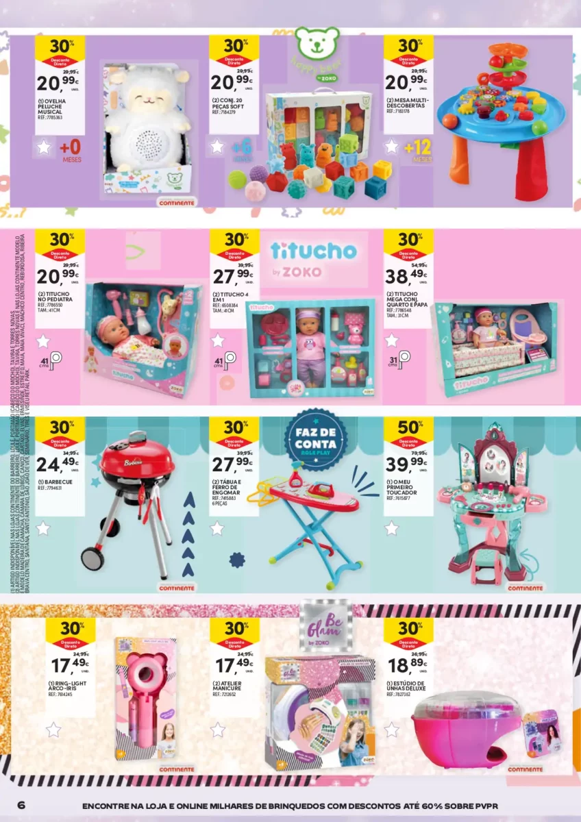 Folheto Continente at&eacute; 60% sobre o PVPR em brinquedos de Natal