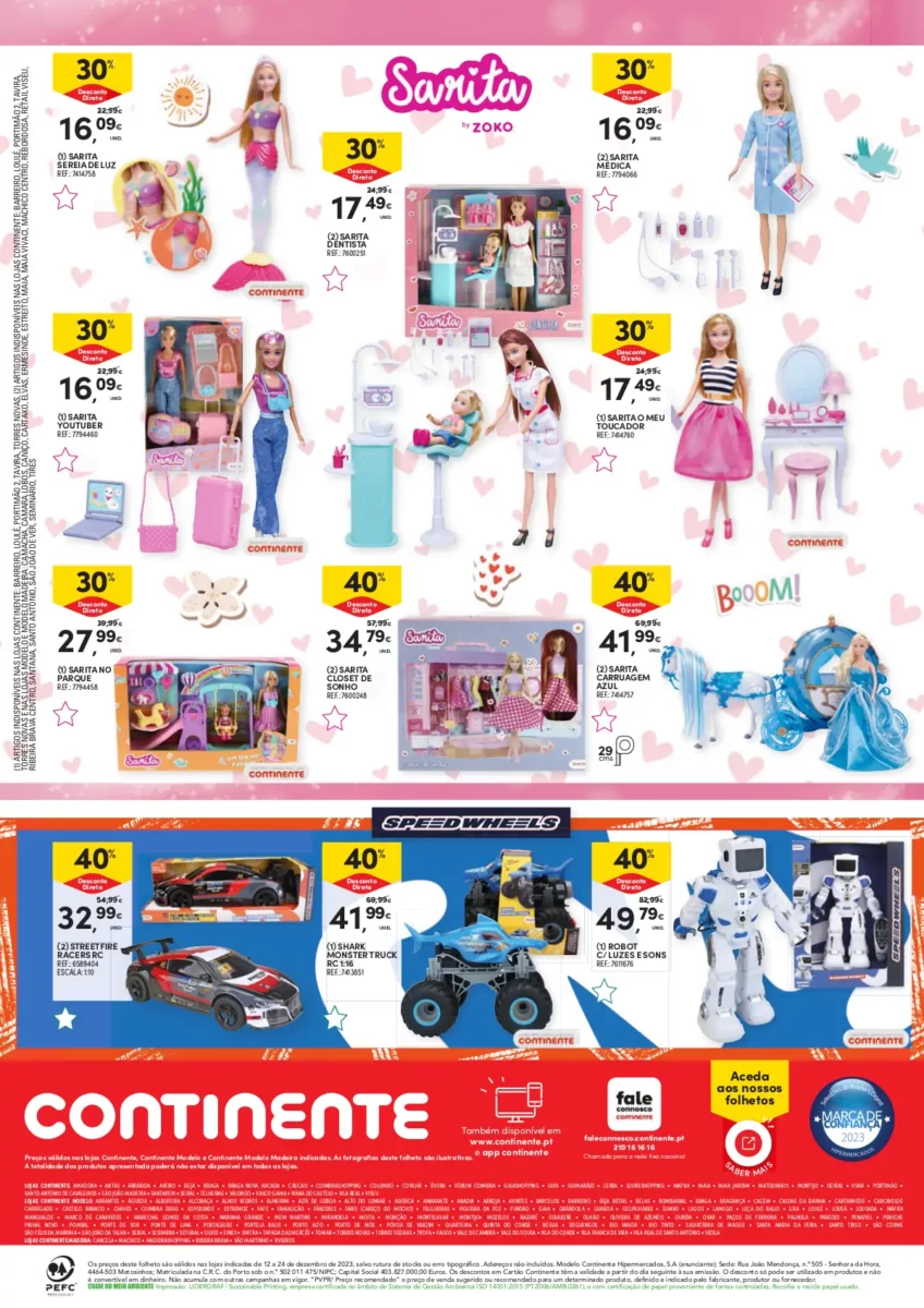 Folheto Continente at&eacute; 60% sobre o PVPR em brinquedos de Natal