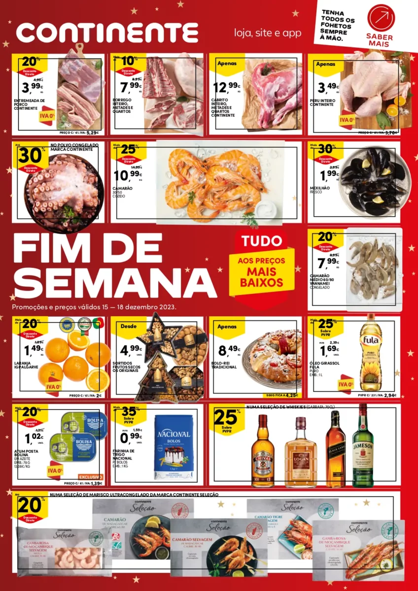 Folheto Continente fim-de-semana (15 a 18 dezembro)