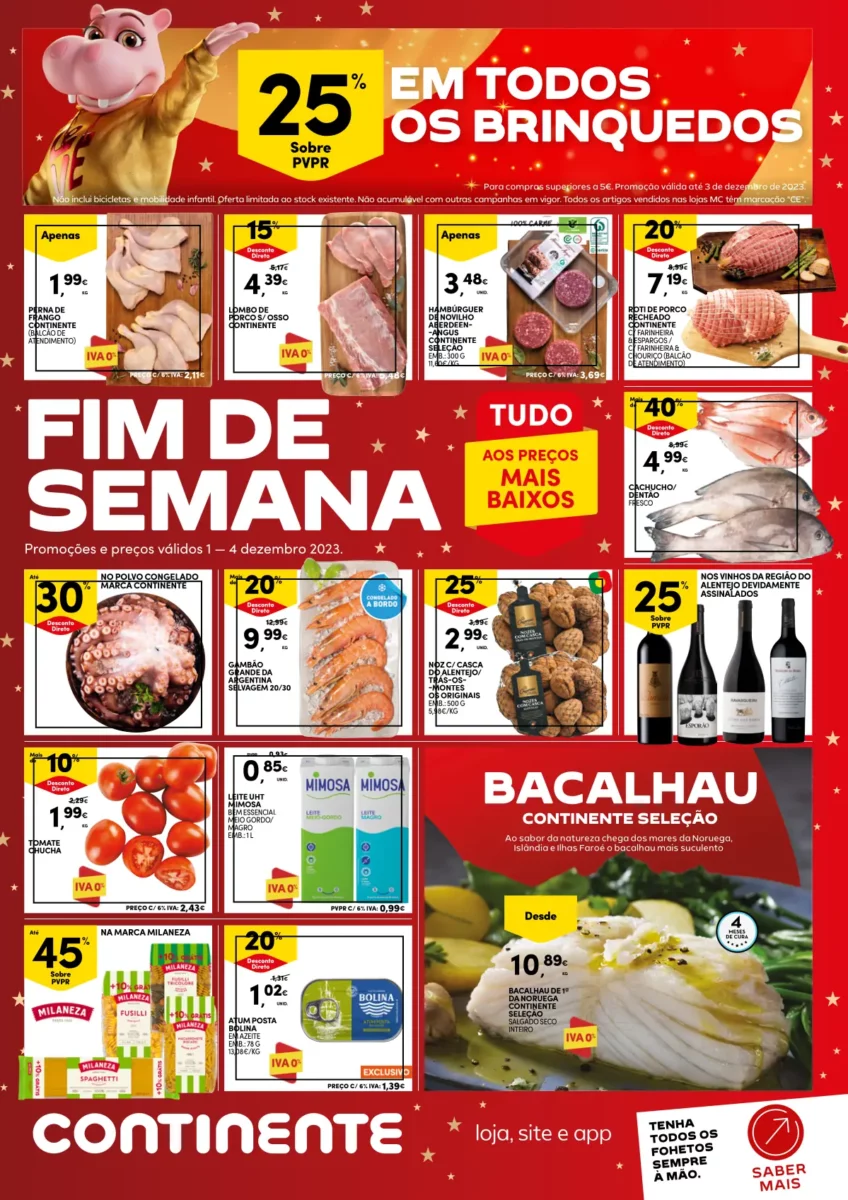Folheto Continente fim-de-semana (1 a 4 dezembro)