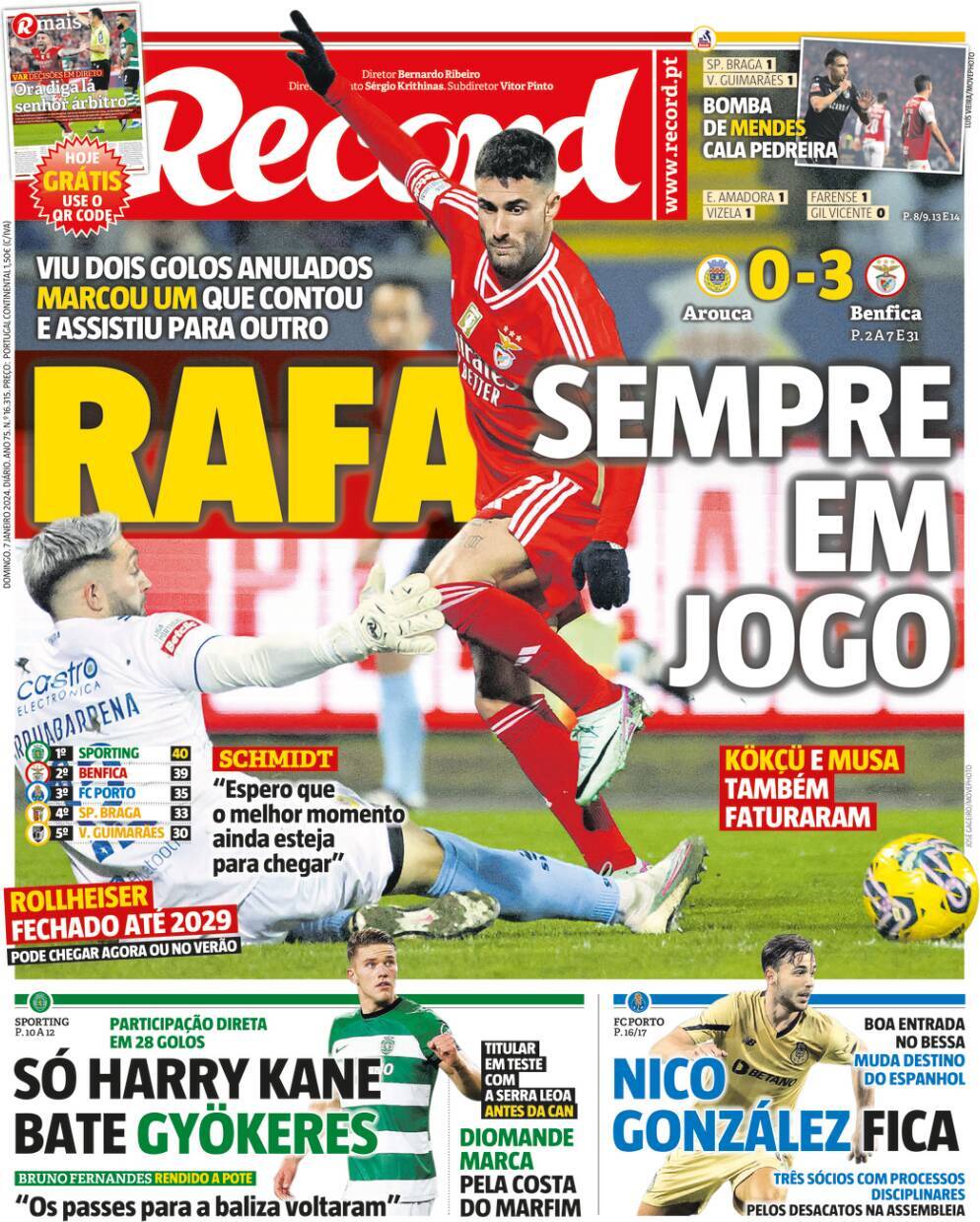 Record: Capa da Edi&ccedil;&atilde;o de domingo, 07 de janeiro 2024