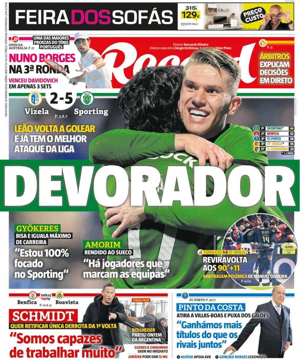 Record: Capa da Edi&ccedil;&atilde;o de sexta-feira, 19 de janeiro 2024